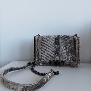 Rebecca Minkoff Grey Velvet Love shoulder bag